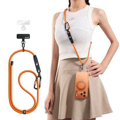 TORRAS Phone Lanyard Crossbody w/Hanging Loops, 2 Phone Tether Tabs, Orange - color: 5-orange