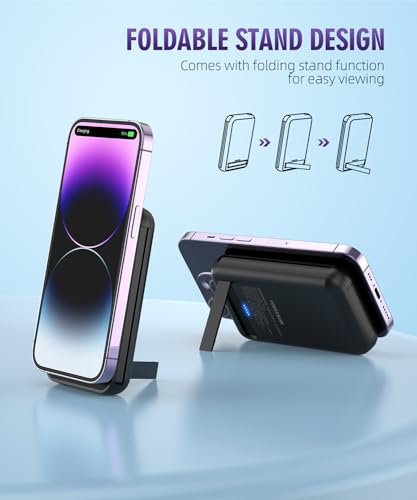 Battery Pack for Magnetic Power Bank, 6800mAh Wireless Portable Charger with PD30W Fast Charging, Battery Pack Built-in 2 Output Cables for iPhone Series(Black) - color: Black
