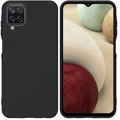 TENOC Phone Case for Samsung Galaxy A12 4G, Black Case Anti-Fingerprint Protective Bumper Matte Cover - color: Black Matte, size: A12