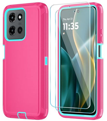 Qinmay Phone Case for Motorola Moto G 2026/Moto G Play 5G 2026 Case with HD Screen Protector, Heavy Duty Shockproof & Dropproof 3-Layer Cover Phone Case,PinkSkyBlue - color: PinkSkyBlue