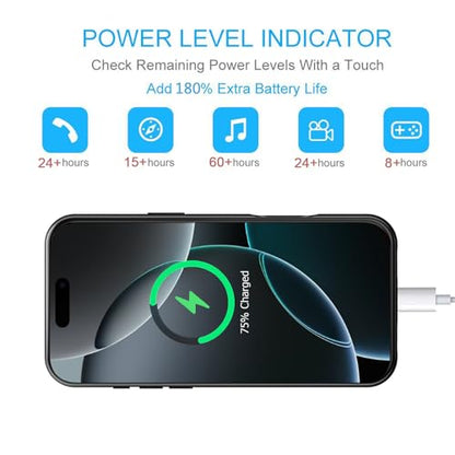 Battery Case for iPhone 16 Pro, 10000mAh Portable Protective Charging Case with Wireless Charging Compatible with iPhone 16 Pro (6.3 inch) Rechargeable Battery Pack Charger Case with Carplay (Black) - size: iPhone 16 Pro