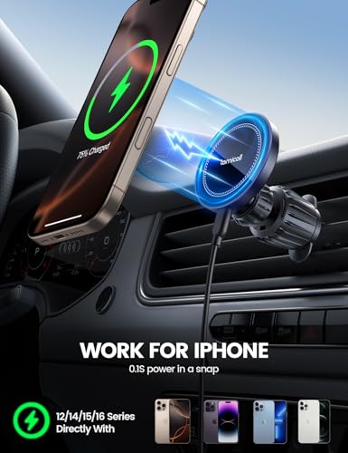 Lamicall 15W for MagSafe Car Mount Charger Vent Dashboard 360° for iPhone - color: Black