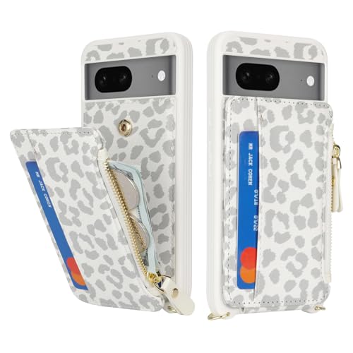 Cavor Compatible with Google Pixel 7 Case Wallet, Leopard White - color: Leopard White, size: Google Pixel 7