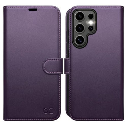 OCASE Compatible with Galaxy S25 Ultra Wallet Case, PU Leather Flip Folio Case with Card Holders RFID Blocking Kickstand [Shockproof TPU Inner Shell] Protective Phone Cover 2025, Dark Purple - color: Dark Purple, size: Samsung Galaxy S25 Ultra