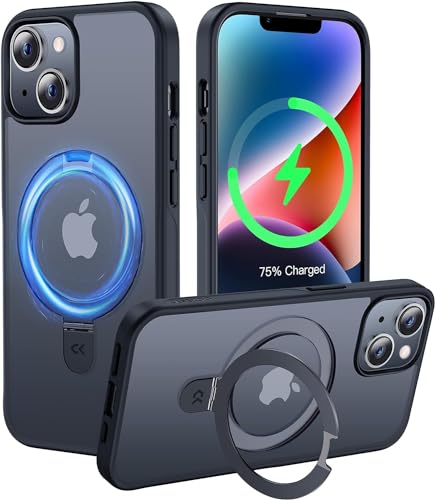 CASEKOO Designed for iPhone 14 / iPhone 13 Case with Magnetic Invisible Stand [Military Drop Protection] [Compatible with MagSafe] Shockproof Slim Translucent Matte Case 6.1 Inch, Black - color: Black, size: for 13/14 Case 6.1"