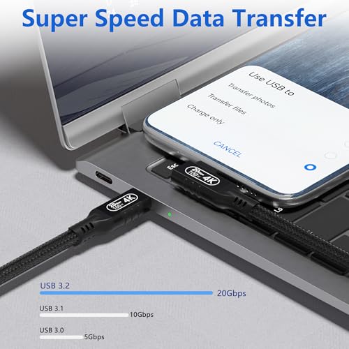 16.5FT USB C to USB C Cable, 20Gbps Data Transfer, 4K 60Hz Video, 100W Fast Charging, Compatible with iPhone 15/16, MacBook Pro, Samsung Galaxy S21/S22/S23 - size: 20Gbps Right Angle cable 16.5ft/5.0m