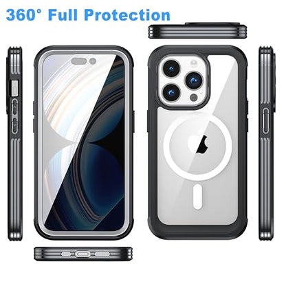 Magnetic Privacy Screen Case for iPhone 15 Plus with Full Body Protection - color: Black, size: iPhone 15 Plus