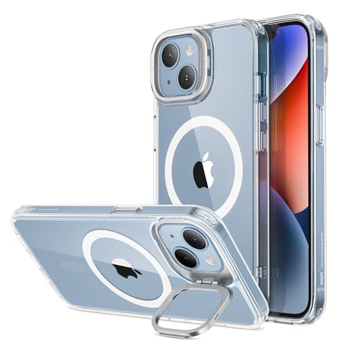 ESR for iPhone 13 Case/iPhone 14 Case, Compatible with MagSafe, Built-in Stash Stand Clear Phone Case for iPhone 13/iPhone 14, Military-Grade Protection Magnetic Phone Case, Classic Series, Clear - color: Clear, size: iPhone 14/13 6.1inch