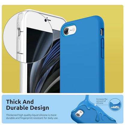 SURPHY Designed for iPhone SE Case, iPhone 8 Case, iPhone 7 Case, Liquid Silicone Phone Case for iPhone se 3rd 2nd SE 2022 SE 2020, Blue - color: Blue