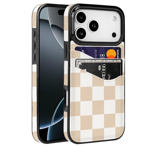 for iPhone 17 Pro Wallet Phone Case with Card Holder (Checkerboard) | Cute Card Holder Slots PU Leather Protective Wallet Case - color: Checkerboard, size: iPhone 17 Pro 6.3 inch