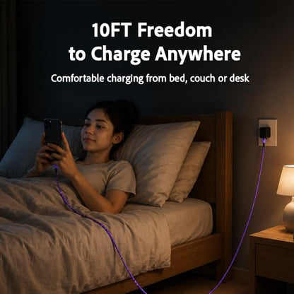 igrass USB-C to USB-C Cable, Type-C 60W Fast Charging Cable (10 FT, 5Pack) for iPhone 17 Series, iPad mini 6 and More