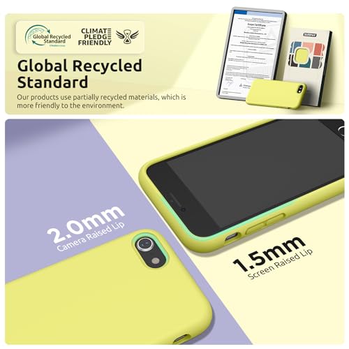 SURPHY Designed for iPhone SE Case, iPhone 8 Case, iPhone 7 Case, Liquid Silicone Phone Case for iPhone se 3rd 2nd SE 2022 SE 2020, Yellow - color: Yellow