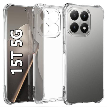 USTIYA Case for Xiaomi 15T 5G Clear TPU Four Corners Military-Grade Protection Cover Transparent Soft funda