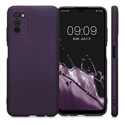 kwmobile Case Compatible with Samsung Galaxy A03s Case - Soft Slim Metallic TPU Silicone Cover - Metallic Berry - color: metallic berry