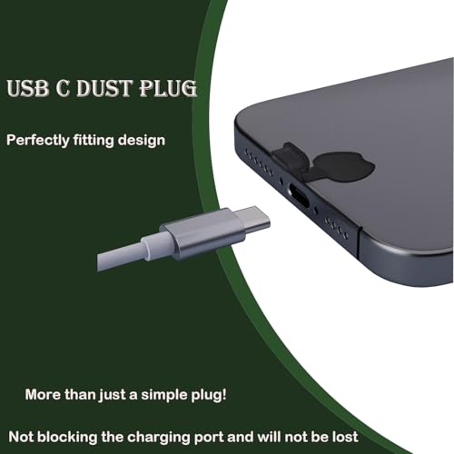 8 Pcs Dust Plug for Phone - USB C Port Cover Cap Protector Against Dust,Anti-Loss Plug for Phones,for iPhone 15/16/1718 & Air, MacBook Pro/Air, Galaxy S24-S8, Pixel, Kindle,...