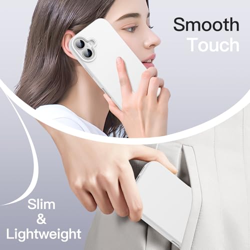 JETech Silicone Case for iPhone 16, White | Silky Soft Touch, Shockproof Protection, Scratch Resistant, Microfiber Lining - color: White, size: iPhone 16