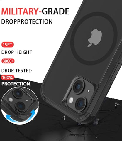 Diverbox for iPhone 13 Case [Compatible with MagSafe] [Shockproof] [Dropproof] [with Screen Protector ] 3in1 Heavy Duty Protection Phone Case Cover for Apple iPhone 13 (High Gloss Black(Magnet)) - color: High Gloss Black(Magnet)