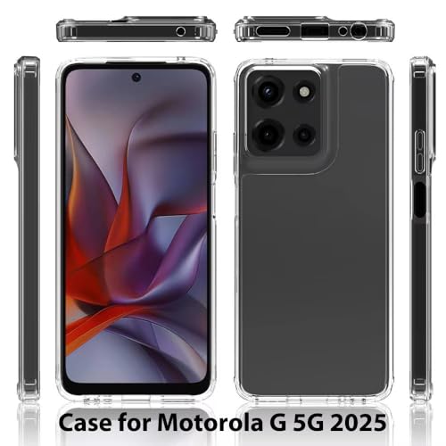 for Moto G 5G 2025 Case Crystal Clear Slim Hard Case Hybrid Shockproof Bumper with Tempered Glass Screen Protector Full Body Anti-Yellow Anti-Scratch Phone Protective Cover - color: Moto G 5G 2025