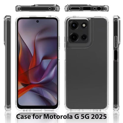 for Moto G 5G 2025 Case Crystal Clear Slim Hard Case Hybrid Shockproof Bumper with Tempered Glass Screen Protector Full Body Anti-Yellow Anti-Scratch Phone Protective Cover - color: Moto G 5G 2025