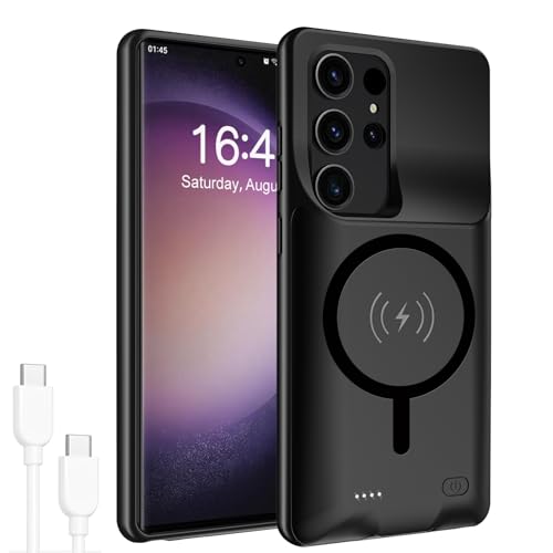 Battery Case for Galaxy S22 Ultra/S23 Ultra, 12000mAh High Capacity Rechargeable Portable Protective Extended Charger Compatible With 6.8inch S22 Ultra/S23 Ultra - Wireless-Black - size: Galaxy S22 Ultra/S23 Ultra