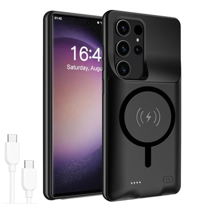 Battery Case for Galaxy S22 Ultra/S23 Ultra, 12000mAh High Capacity Rechargeable Portable Protective Extended Charger Compatible With 6.8inch S22 Ultra/S23 Ultra - Wireless-Black - size: Galaxy S22 Ultra/S23 Ultra