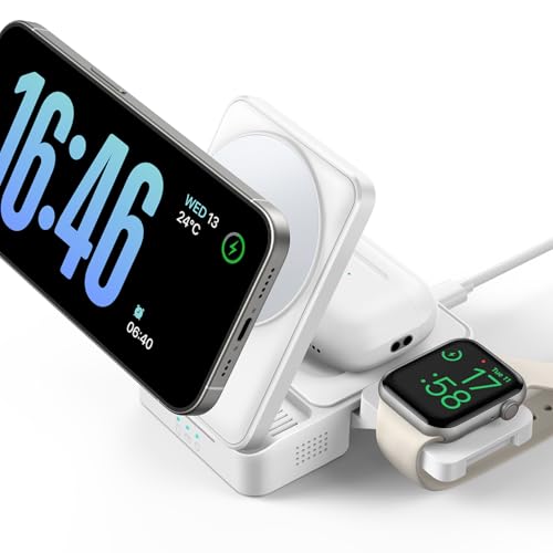 Lamicall Palm-Sized 3-in-1 Foldable Charging Station for Apple MagSafe - color: White