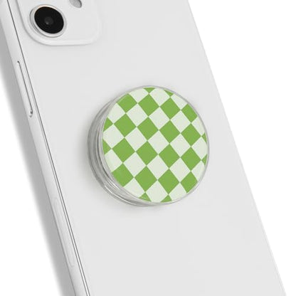 Trendy Checkerboard Phone Grip - Sleek, Expandable, Collapsible - Non-Slip, Durable, Universal Fit - Ideal for Style-Conscious Users (Green)