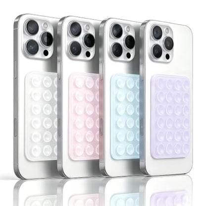 Anteel Silicone Suction Cup Phone Case Mount, Strong Sticky Grip for Cellphone, Silicon Adhesive Suction Cup Mount for Selfies and Videos (Pink Glit&Clear Glit&Blue Glit&Purp Glit) - color: Pink Glit&Clear Glit&Blue Glit&Purp Glit