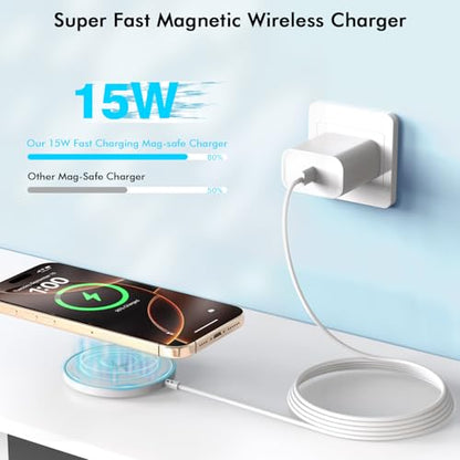 Magnetic iPhone Wireless Charger,6FT Fast Charging Apple Mag Safe Charger - size: 6FT 1Pack