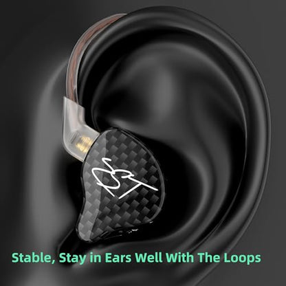 YINYOO KZ-ZST Hybrid Banlance Armature with Dynamic in-Ear Earphone 1BA+1DD HiFi Headset Wired Earbuds IEM Headphones Gaming Earbuds (Black-zst with Microphone) - color: black, size: 3.5mm-With Microphone, style: 3.5mm-With Microphone