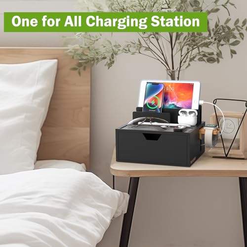 Pezin & Hulin Charging Station Dock with Charger HUB and Cables-Black - color: Black(With Charger)