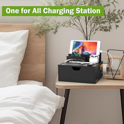 Pezin & Hulin Charging Station Dock with Charger HUB and Cables-Black - color: Black(With Charger)
