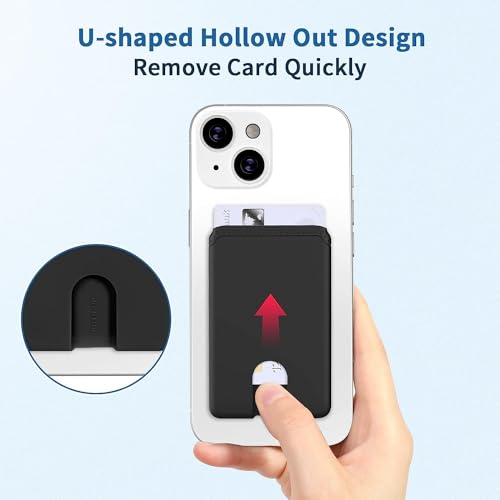 Senose Phone Card Holder, Silicone Anti Slip Out Phone Wallet Stick On - color: Black*3