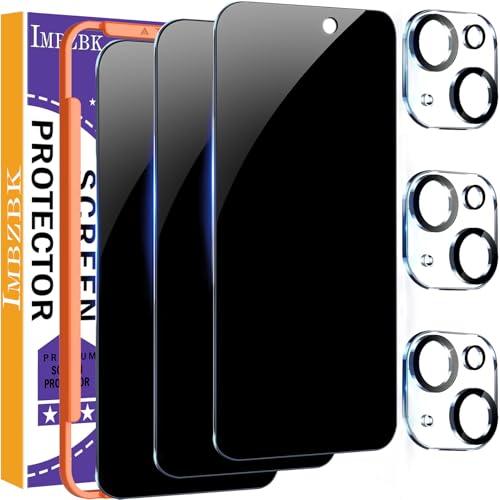 IMBZBK 3 Pack Privacy Screen Protector for iPhone 15 Plus, Tempered Glass - size: 15 Plus 6.7 inch