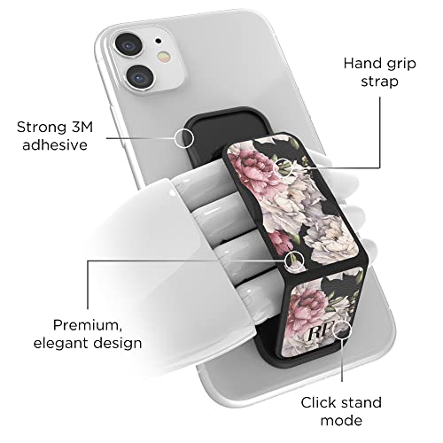 RICHMOND & FINCH CLCKR Phone Grip and Expanding Stand, Universal Finger Grip Kickstand Holder for iPhone 15 Pro, Pro Max, Plus, 14 & 13 Models, Samsung Phones, Tablets and More, Blossom Design