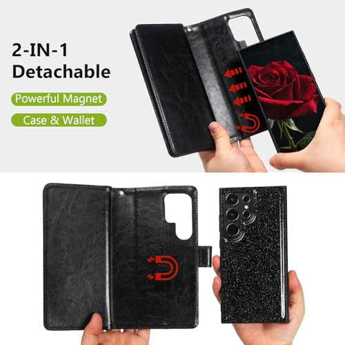 Varikke for Galaxy S25 Ultra Wallet Case Magnetic Detachable, Black - color: Black, size: Galaxy S25 Ultra 6.9"