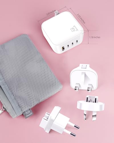 100W GaN USB C Charger Block, 4-Port Portable Fast Wall Charger with Foldable Plug & Travel Adapters, Fast Charging Station for iPhone 18/17/16 Pro/Pro Max, MacBook, ipad, Samsung, Laptop