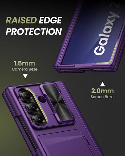 for Samsung Galaxy Z Fold 7 Case, Card Holder & Stand, Dark Purple - color: Dark Purple-Z