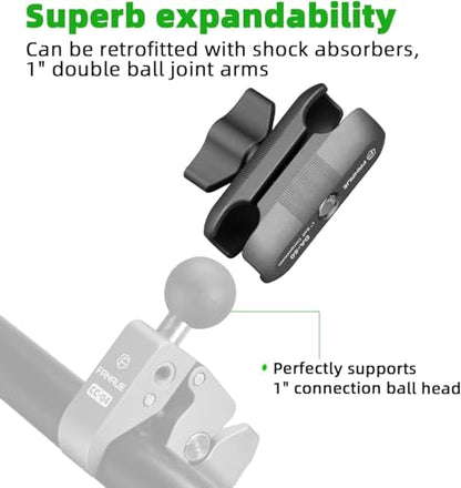 FANAUE Aluminum Bike Phone Holder with 1" Ball for Smartphones with a Width of 2.3" to 3.7", Compatible with RAM Mounts B Size Double Socket Arm & Motorcycle Phone Mount [150mph Wind Anti-Shake]