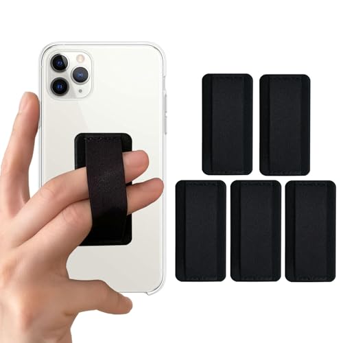 Universal Phone Grip Holder for Hand - Wireless Charging Compatible - Universal Finger Strap Phone Holder Compatible with Most Smartphones (Black) - 5Pack - color: Black