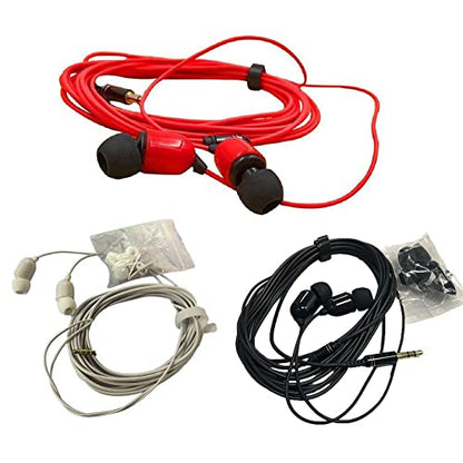 VizGiz 3 Pack 10FT Earbuds 3.5mm Stereo 3 Pole Headset Earphones 3 Meter Long Extension Wired Cord Cable Earphone Monitor in-Ear Headphone for Live Streamer Webcast Broadcast Phone Computer