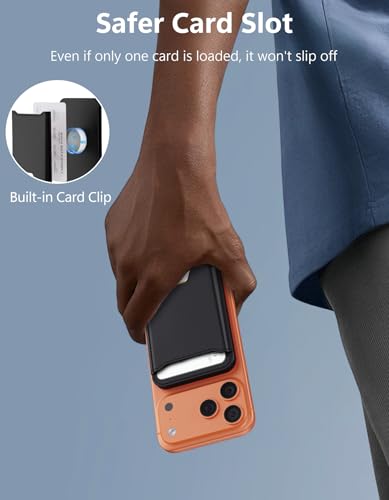 TopMade for MagSafe Wallet with Adjustable Stand, Magnetic Phone Card Holder for iPhone 17/16/15/14/13/12 Series, RFID Blocking Premium Leather, ID Window, Holds 5 Cards, Black - color: Black