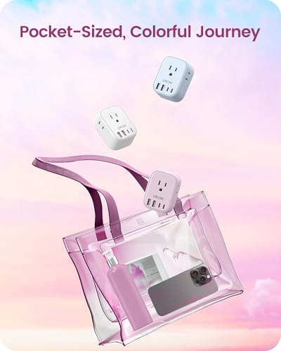 LENCENT European Travel Plug Adapter US to Europe Type-C Foldable Plug - style: Type C-17.5W-Most of Europe-Pink