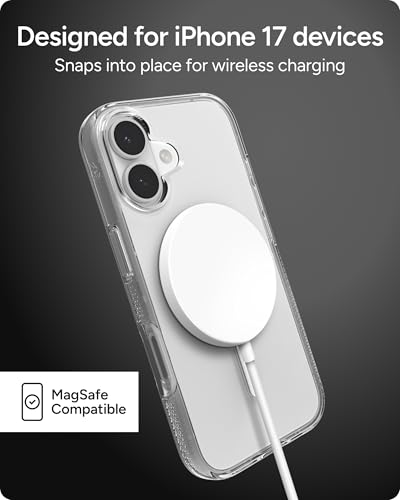 ZAGG Crystal Palace Case for iPhone 17 - Clear, Drop Protection (13ft/4m), ClearGuard Anti‑Yellowing & Scratch‑Resistant, MagSafe & Wireless Charging Compatible - size: iPhone 17, style: With Magsafe