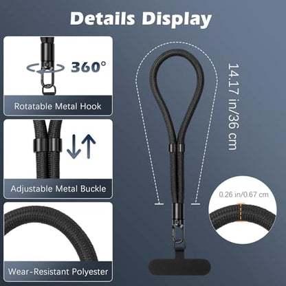 MoKo Phone Wrist Strap Anti-theft, Adjustable Phone Wrist Lanyard - color: Black+black