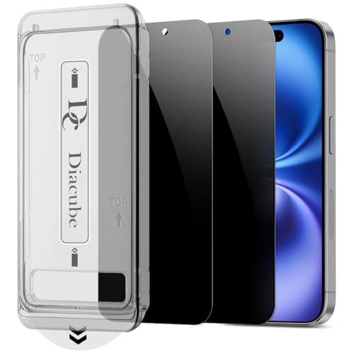 2 PACK Privacy Screen Protector for iPhone 16, [27° Anti-Spy] 9H Hardness Shatterproof Tempered Glass with [Easy Installation Frame with Auto Dust Removal] Bubble Free, Case-Friendly, HD Full Coverage - size: iPhone 16