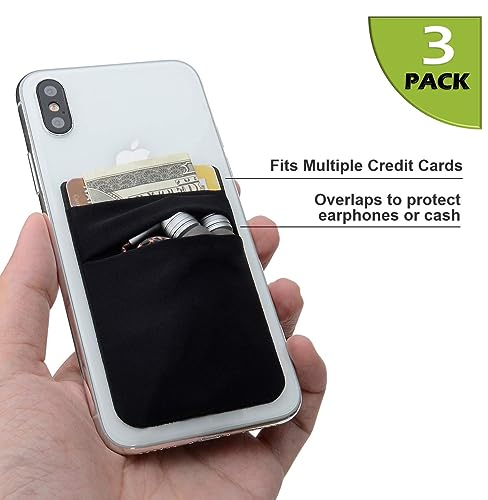 Phone Card Holder Stretchy Wallet Pocket Credit Card ID Case Pouch Sleeve - color: Black