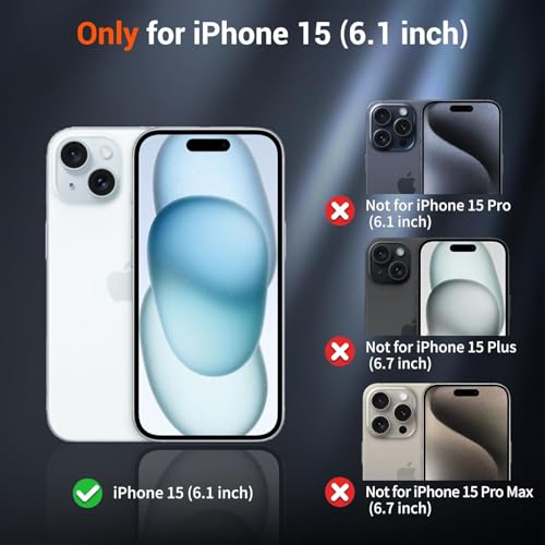 Compatible with Pack of 2 Case iPhone 15 Case Clear MagSafe + Clear, 2.5mm Shockproof Military Grade Drop Protection, Hard Transparent Anti Yellowing Back - color: Clear MagSafe + Clear, size: IPHONE 15