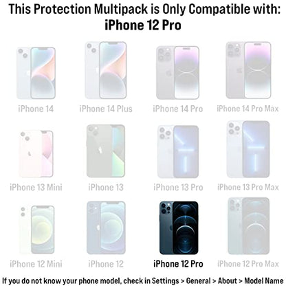 Scooch® Tempered Glass Multipack for iPhone 12 Pro, 3 Screen Protectors and 2 Camera Lens Protectors, Premium 9H Tempered Glass, Anti-Scratch, Anti-Fingerprint, Impact Resistant - size: iPhone 12 Pro