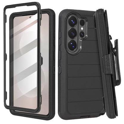 Compatible for Samsung Galaxy S26 Plus Case, Military Grade Drop Protection Rugged Shockproof Cover with Built-in Screen Protector, Belt Clip Holster Full-Body Case (Stripe) - color: Stripe